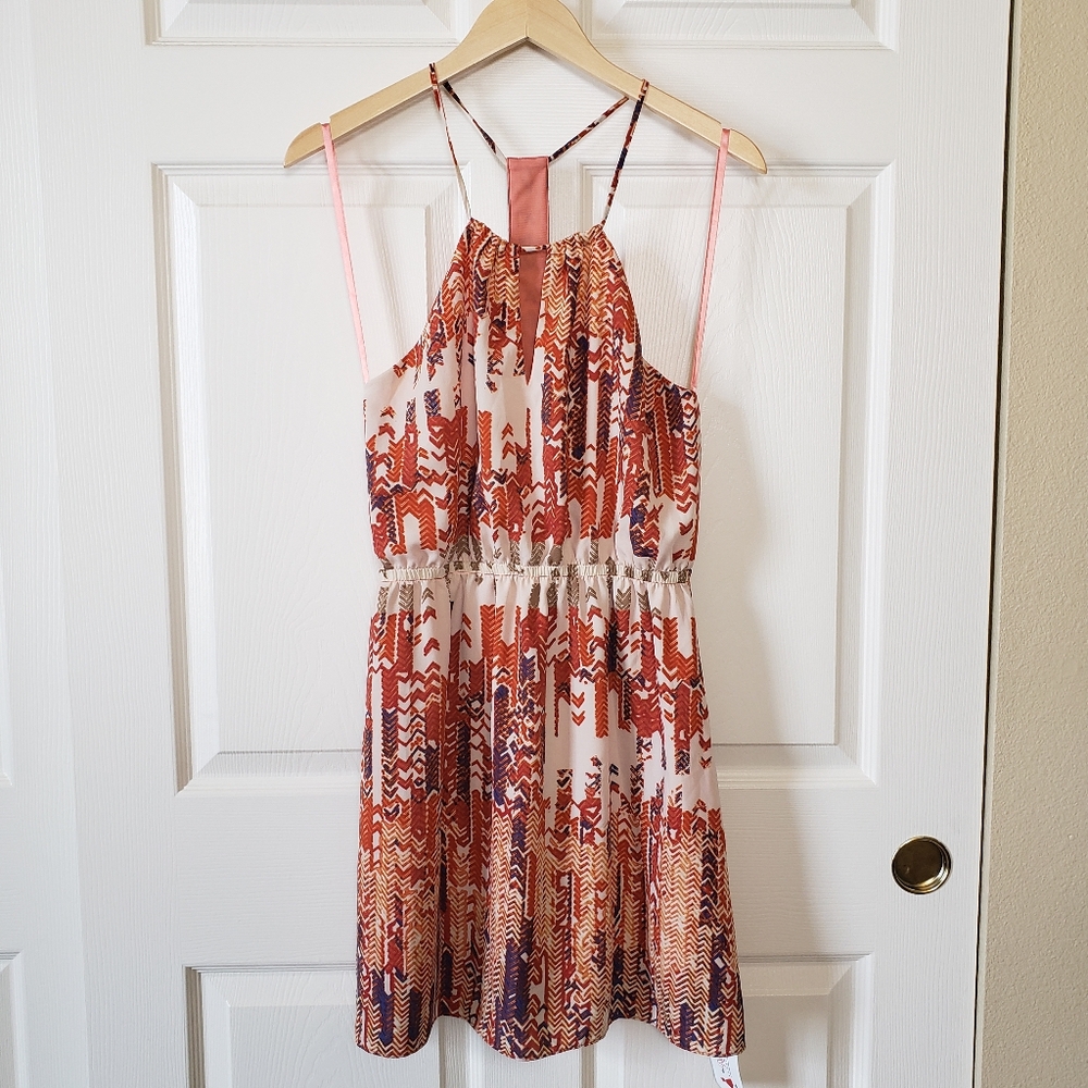 Joyce Western, Aztec, Boho Halter Mini Dress. NWT  Size M